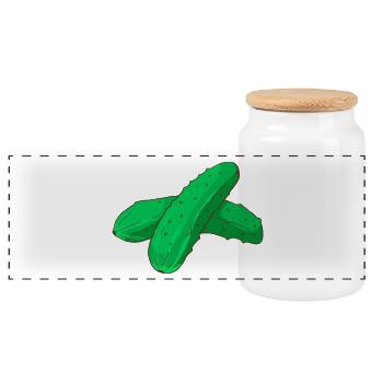 Pickled Gherkins Gherkins Cornichons Cucumbers - Panoramic Cookie Jar with Wooden Lid - white - Front