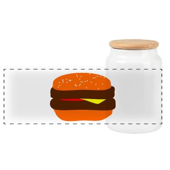Burger! Burger! Burger! Burger! Burger! délicieux - Boîte à biscuits avec couvercle en bois - blanc - Devant