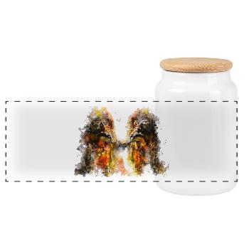 gxp woelfe hassen montag splatter watercolor - Panorama Keksdose mit Holzdeckel - Weiß - Vorne