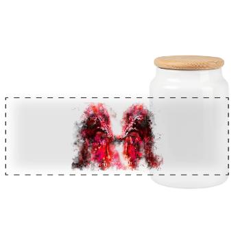 gxp woelfe hassen montag splatter watercolor rot - Panorama Keksdose mit Holzdeckel - Weiß - Vorne