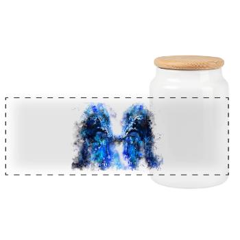gxp woelfe hassen montag splatter watercolor blau - Panorama Keksdose mit Holzdeckel - Weiß - Vorne