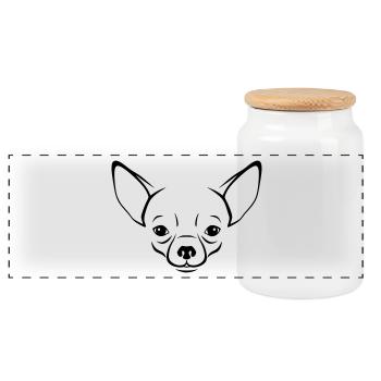 Chihuahua - Boîte à biscuits avec couvercle en bois - blanc - Devant
