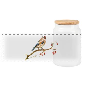 Oiseau - Boîte à biscuits avec couvercle en bois - blanc - Devant