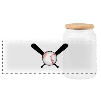 Baseball avec batte de baseball sur croix - Boîte à biscuits avec couvercle en bois - blanc - Devant