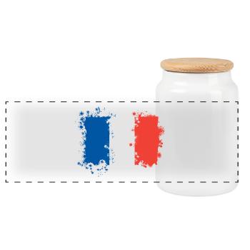 Drapeau de la France - Boîte à biscuits avec couvercle en bois - blanc - Devant