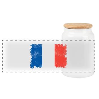 Drapeau de la France, France, drapeau de la France - Boîte à biscuits avec couvercle en bois - blanc - Devant