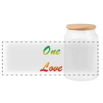 One love - Panoramic Cookie Jar with Wooden Lid - white - Front