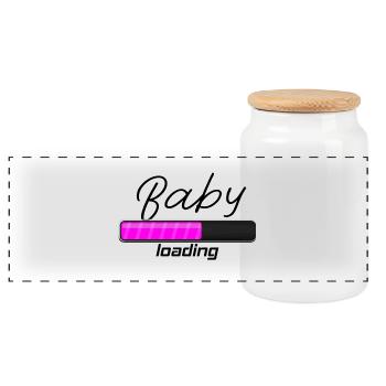 Baby loading - Baby unterwegs! Schwangerschaft - Panorama Keksdose mit Holzdeckel - Weiß - Vorne