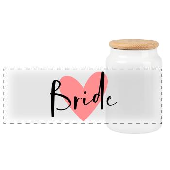 Bride rosa Herz Junggesellinnenabschied - Panorama Keksdose mit Holzdeckel - Weiß - Vorne
