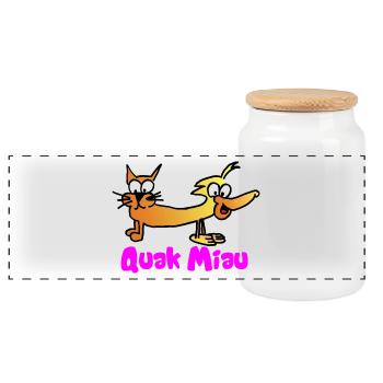 Quak Miau - Panorama Keksdose mit Holzdeckel - Weiß - Vorne
