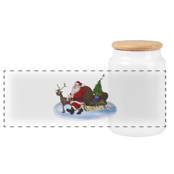 Le Père Noël arrive - Boîte à biscuits avec couvercle en bois - blanc - Devant