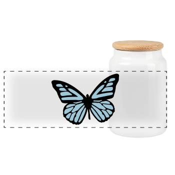 butterfly - papillon - Boîte à biscuits avec couvercle en bois - blanc - Devant
