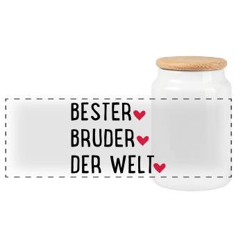 Bester Bruder der Welt - Panorama Keksdose mit Holzdeckel - Weiß - Vorne