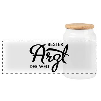 Bester Arzt der Welt - Panorama Keksdose mit Holzdeckel - Weiß - Vorne