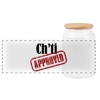Ch ti approved (T-shirt Chti vêtements accessoires - Boîte à biscuits avec couvercle en bois - blanc - Devant