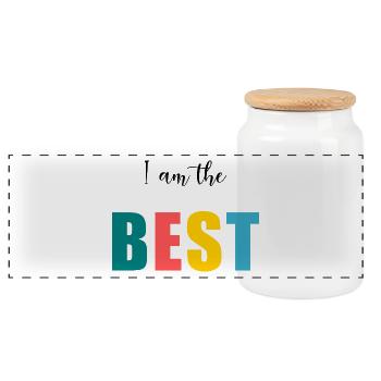I AM THE BEST. MEILLEUR. HUMOUR. MESSAGE - Boîte à biscuits avec couvercle en bois - blanc - Devant