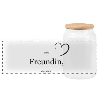 Beste Freundin - Panorama Keksdose mit Holzdeckel - Weiß - Vorne