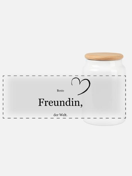 Beste Freundin - Panorama Keksdose mit Holzdeckel - Weiß