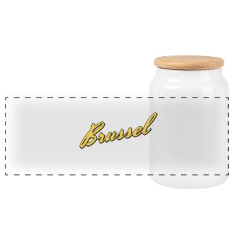 Brussels - Panoramic Cookie Jar with Wooden Lid - white - Front