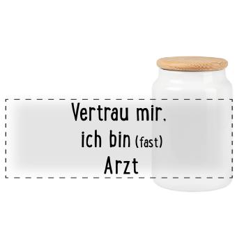 Vertrau mir, ich bin fast Arzt - Panorama Keksdose mit Holzdeckel - Weiß - Vorne