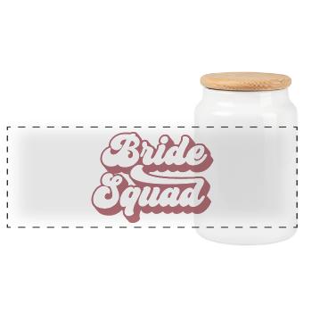 Bride Squad - Hen Night Women Bachelorette Party - Panoramic Cookie Jar with Wooden Lid - white - Front