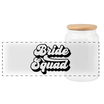 Bride Squad - Hen Night Women Bachelorette Party - Panoramic Cookie Jar with Wooden Lid - white - Front