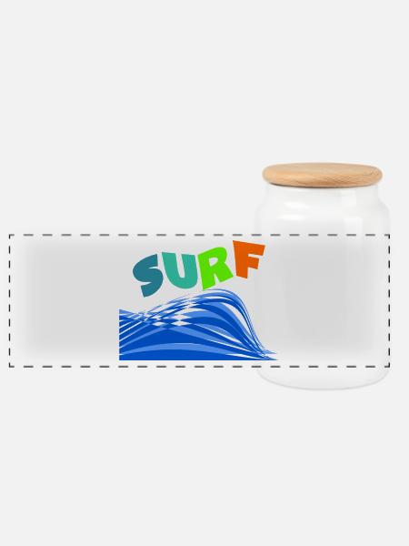 SURFEN. WELLENREITER. WELLENREITER. SPORT. FEIERTAG. REISE. - Panorama Keksdose mit Holzdeckel - Weiß