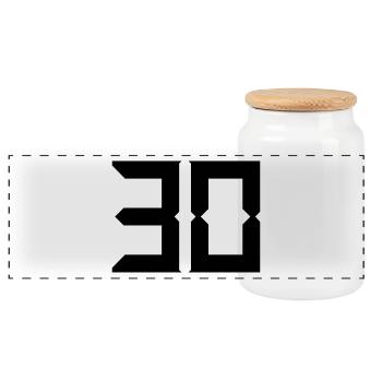30 YEARS. 30. 30th ANNIVERSARY. 30 YEARS ANNIVERSARY - Panoramic Cookie Jar with Wooden Lid - white - Front