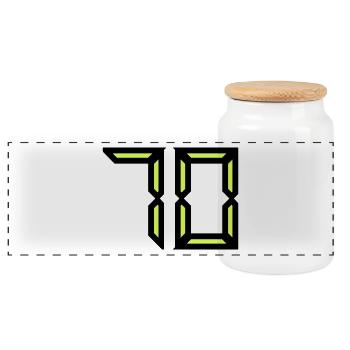 70 YEARS. 70TH ANNIVERSARY. BIRTHDAY 70 YEARS. 70 - Panoramic Cookie Jar with Wooden Lid - white - Front