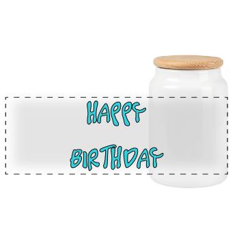 HAPPY BIRTHDAY. JOYEUX ANNIVERSAIRE. ANNIVERSAIRE. - Boîte à biscuits avec couvercle en bois - blanc - Devant