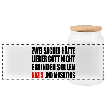Fck nzs - nazis und moskitos - Panorama Keksdose mit Holzdeckel - Weiß - Vorne