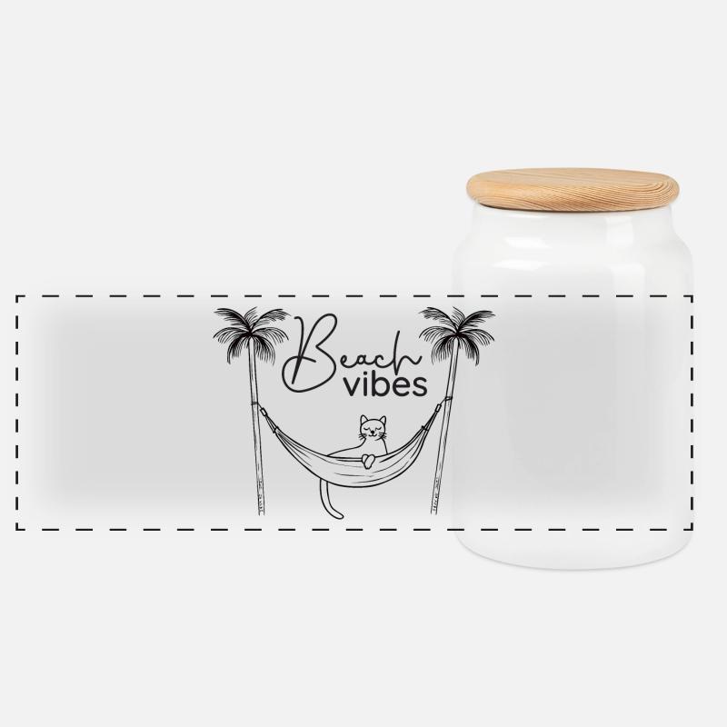 Ambiance de plage - Boîte à biscuits avec couvercle en bois - blanc