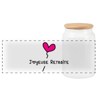 HAPPY RETIREMENT - Panoramic Cookie Jar with Wooden Lid - white - Front