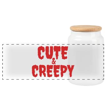 Haunted Cartoon Creature Illustration - Panoramic Cookie Jar with Wooden Lid - white - Front