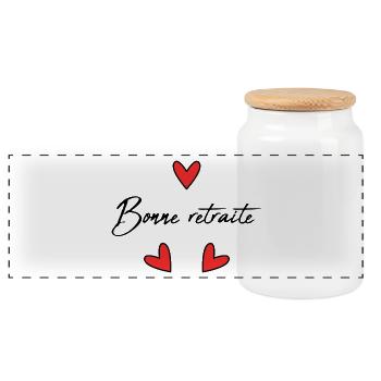 RETIREMENT. RETIREMENT. RETIRED. HAPPY RETIREMENT - Panoramic Cookie Jar with Wooden Lid - white - Front