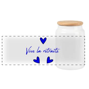 RETIREMENT. RETIREMENT. RETIRED. RETIREMENT - Panoramic Cookie Jar with Wooden Lid - white - Front
