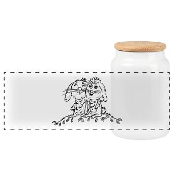 Mignons petits lapins de Pâques - Boîte à biscuits avec couvercle en bois - blanc - Devant