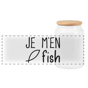 Je m'en fish - Boîte à biscuits avec couvercle en bois - blanc - Devant