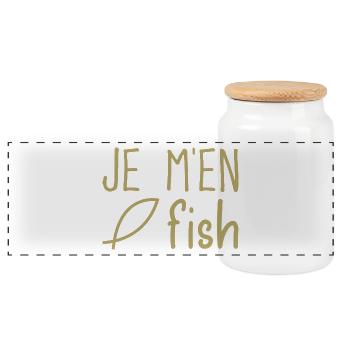 Je m'en fish - Boîte à biscuits avec couvercle en bois - blanc - Devant