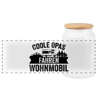 Coole Opas Fahren Wohnmobil Caravan Camper Womo - Panorama Keksdose mit Holzdeckel - Weiß - Vorne