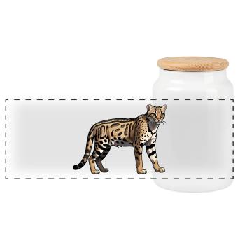 Cheetah - Cute Wildcat Motifs - Panoramic Cookie Jar with Wooden Lid - white - Front
