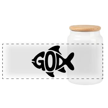 Dieu Poisson - Logo Chrétien - Boîte à biscuits avec couvercle en bois - blanc - Devant