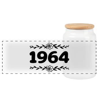 1964 Vintage 1964 Retro 1964 Anniversary 1964 - Panoramic Cookie Jar with Wooden Lid - white - Front