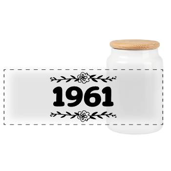 1961 Millésime 1961 Rétro 1961 Anniversaire 1961 - Boîte à biscuits avec couvercle en bois - blanc - Devant