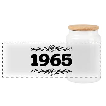 1965 Jahrgang 1965 Retro 1965 Jubiläum 1965 - Panorama Keksdose mit Holzdeckel - Weiß - Vorne