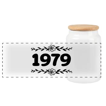 1979 Millésime 1979 Rétro 1979 Anniversaire 1979 - Boîte à biscuits avec couvercle en bois - blanc - Devant