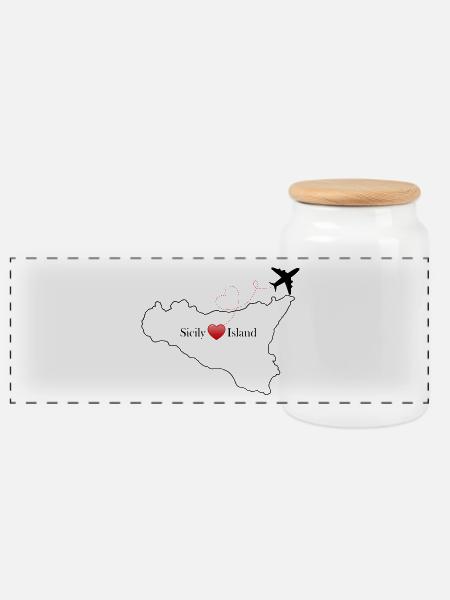 Sicily Island - Panorama Keksdose mit Holzdeckel - Weiß