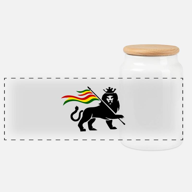 Rasta Fahnenlöwe - Panorama Keksdose mit Holzdeckel - Weiß