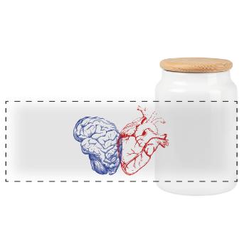 Cerveau et cœur - Boîte à biscuits avec couvercle en bois - blanc - Devant
