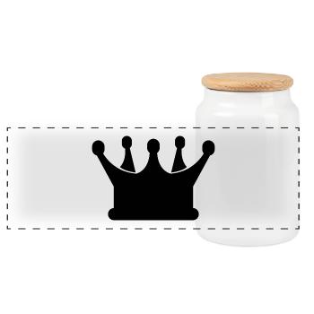 Crown - Panoramic Cookie Jar with Wooden Lid - white - Front